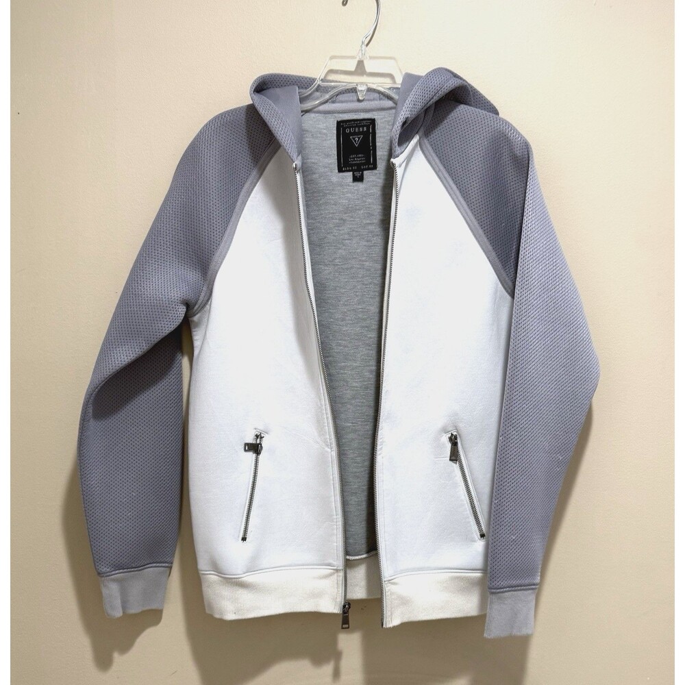 GUESS Tech Hoodie Colorblock Full Zip Scuba Streetwear Athleisure Mesh Mens S